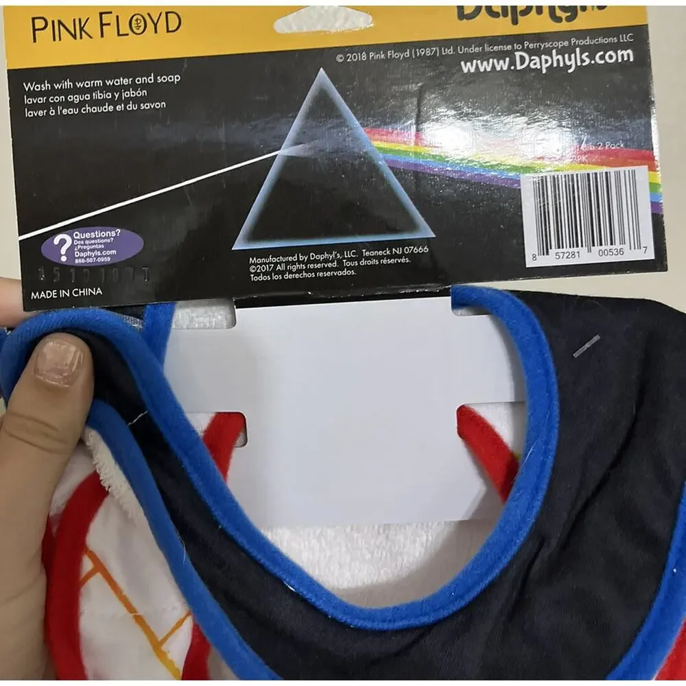 Brand New Pink Floyd Extra Soft Baby Spit up Bibs 2 Pac The Wall Daphyls